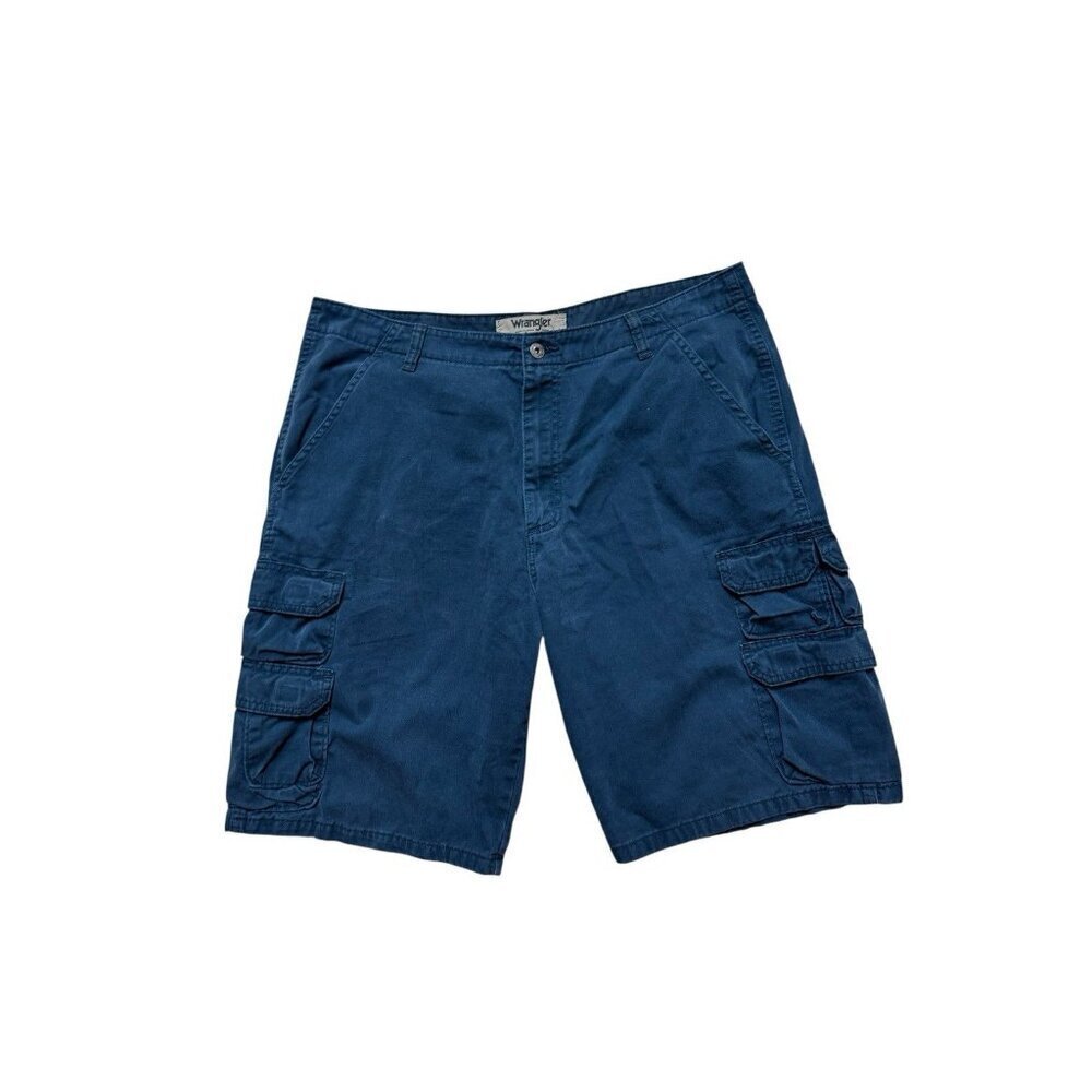 Wrangler Authentics Cargo Shorts Blue Cotton Utility Mens 38x10 Casual